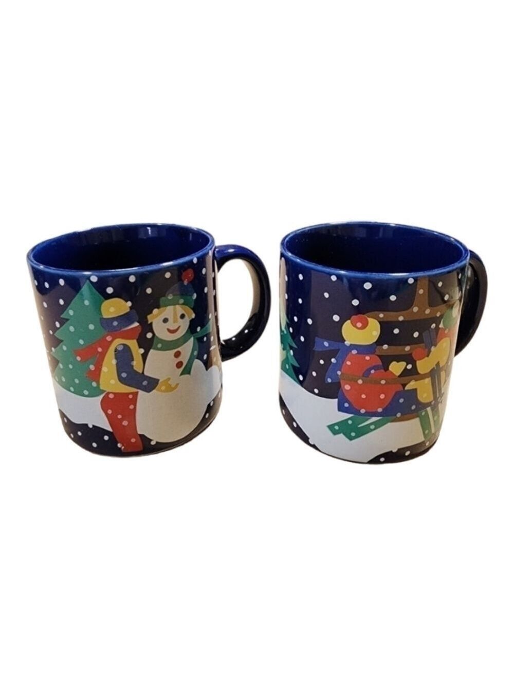 Vtg 1989 Lillian Vernon Japan Holiday Christmas coffee mug set of 2